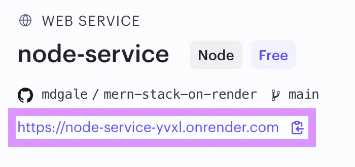 where to find the URL for your node service
